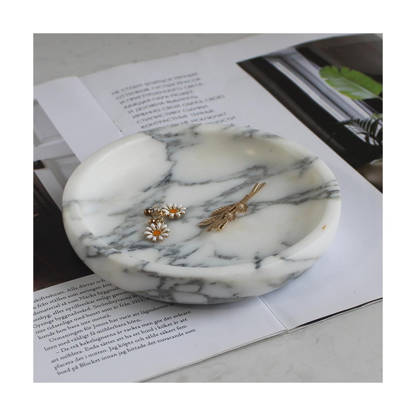 Trinket Dish for Ring Earring / Arabescato Calacatta / Natural