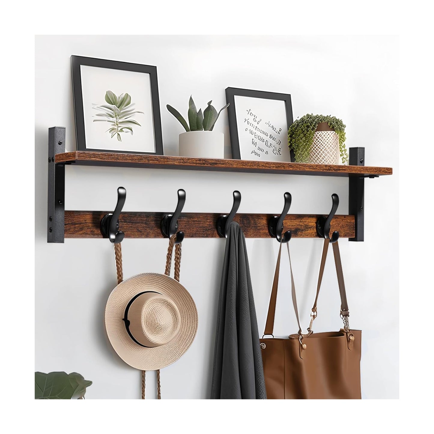 Rustic Coat Rack Wall Mount / Rustic Brown / 29 Inch