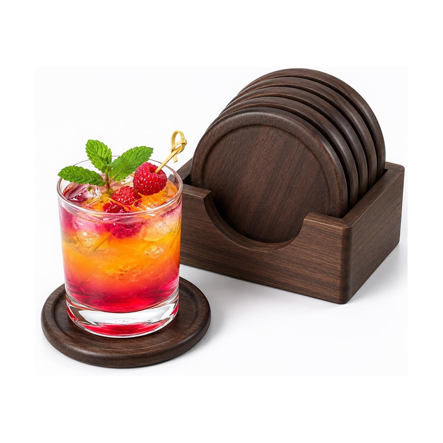 Holder / Modern Coaster Set / Black Walnut / Set of 6