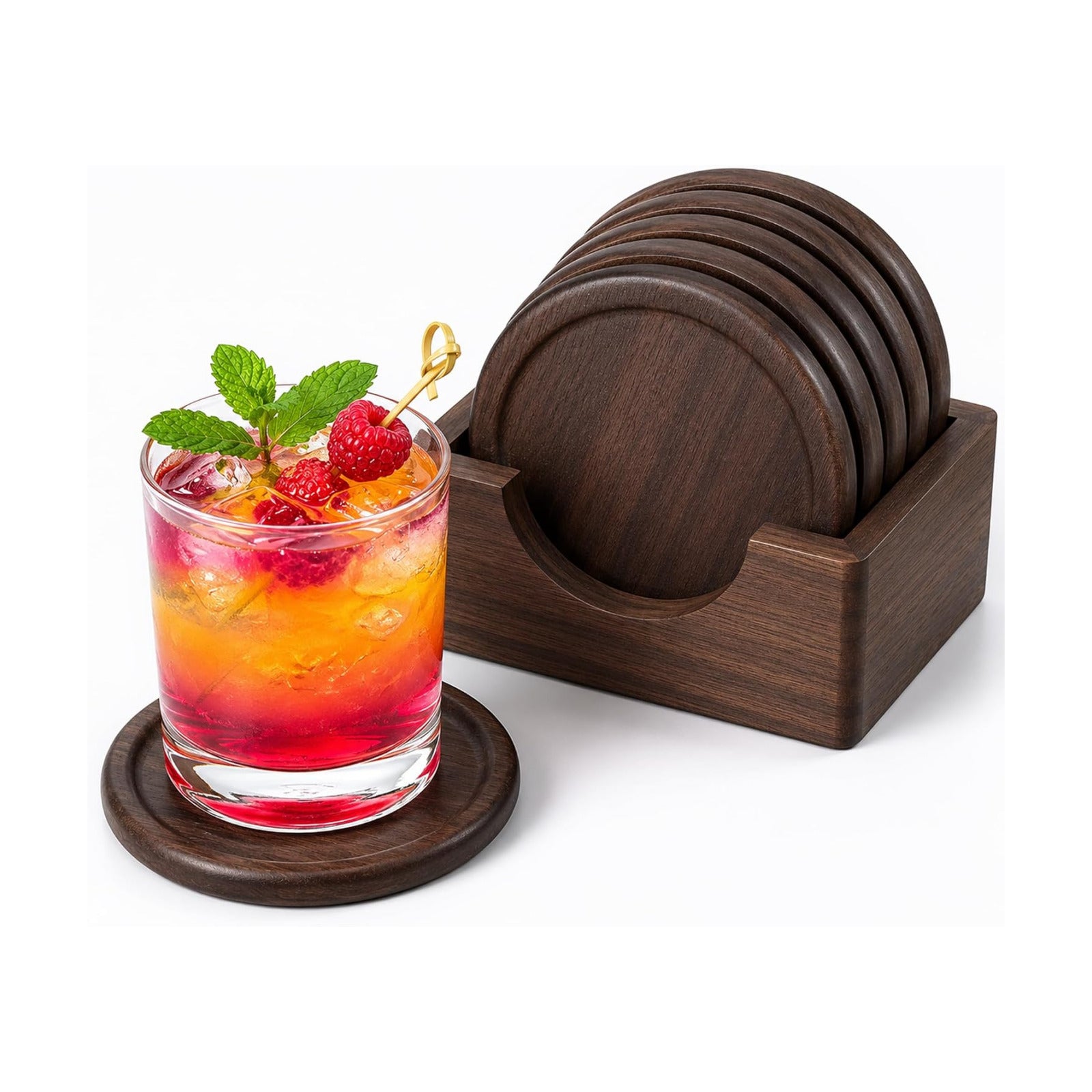 Holder / Modern Coaster Set / Black Walnut / Set of 6