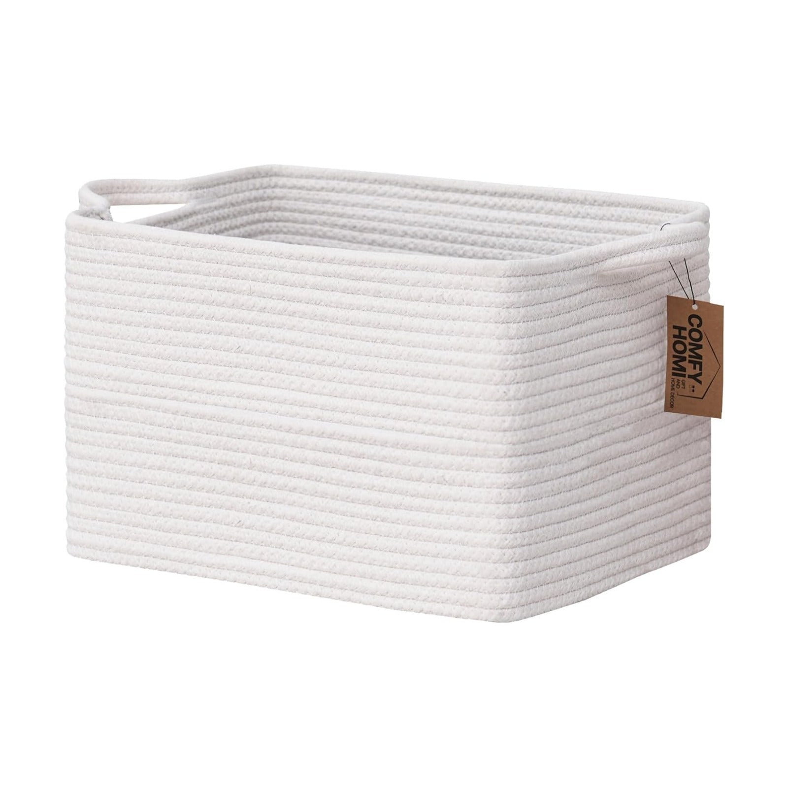 Cotton Rope Woven Basket / 13.5 x 11 x 9.5 / All White
