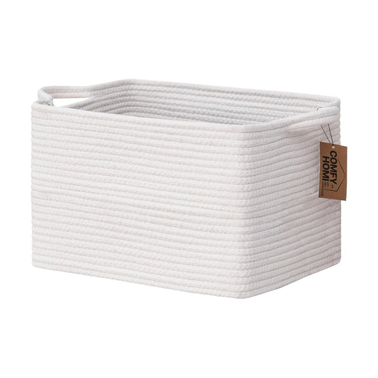 Cotton Rope Woven Basket / 13.5 x 11 x 9.5 / All White