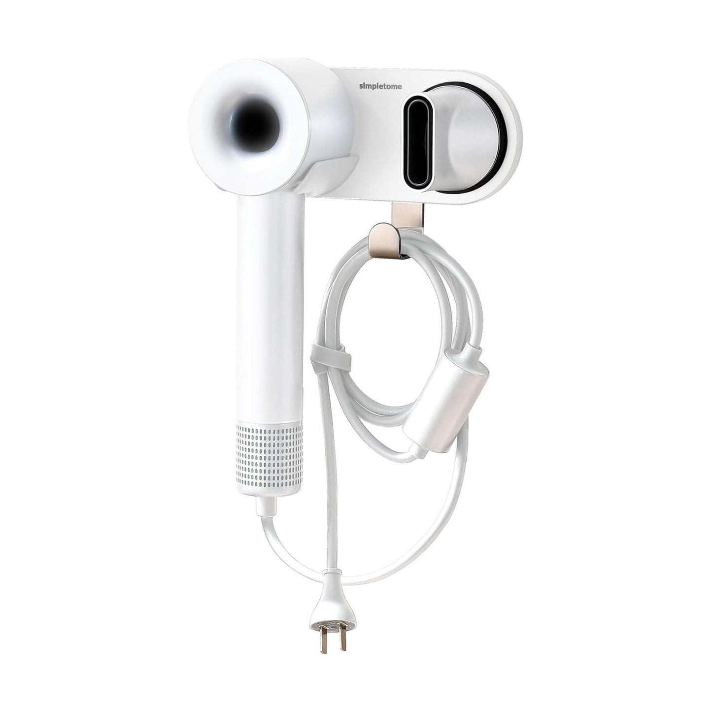 Magnetic Hair Dryer Holder Wall Mount for Most High Speed Blow Dryer | 7075 super-hard aviation aluminum alloy, white