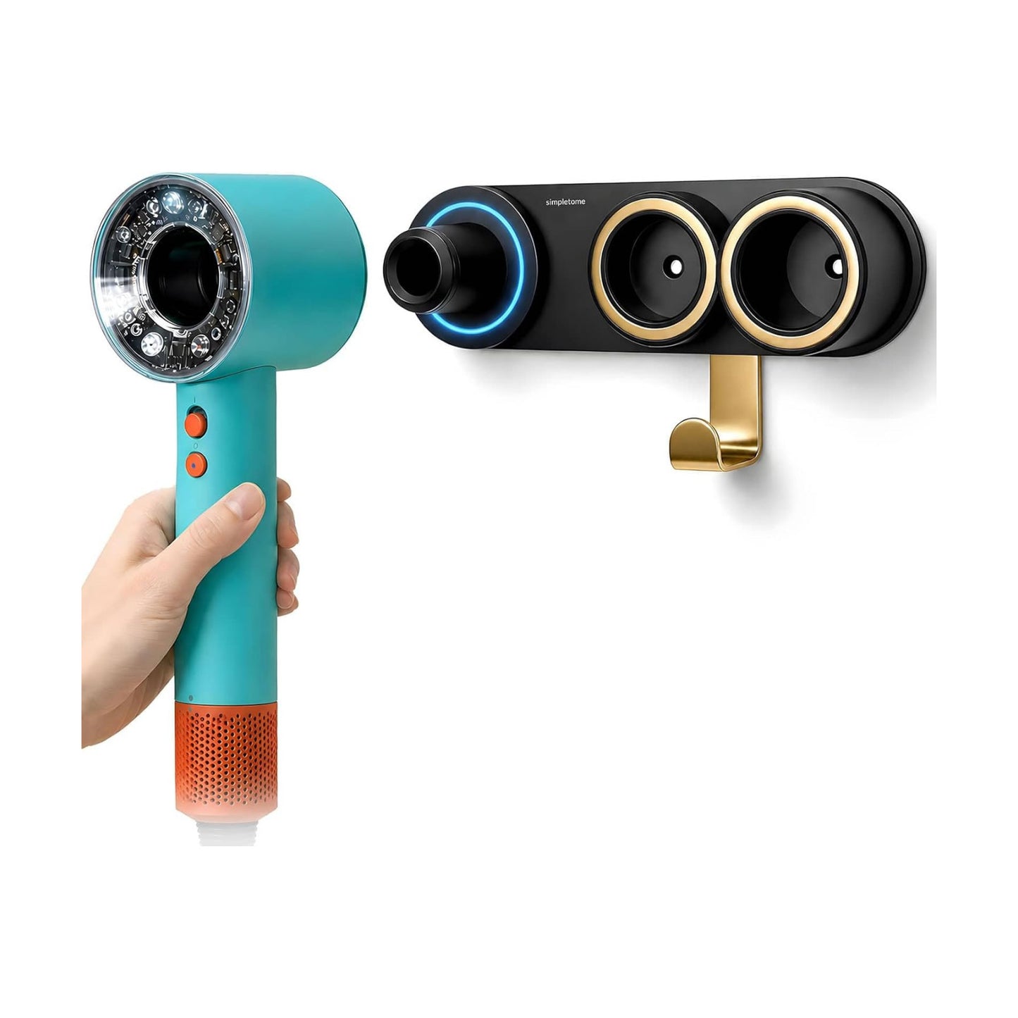 Magnetic Hair Dryer Holder Wall Mount for Most High Speed Blow Dryer | 7075 super-hard aviation aluminum alloy, black