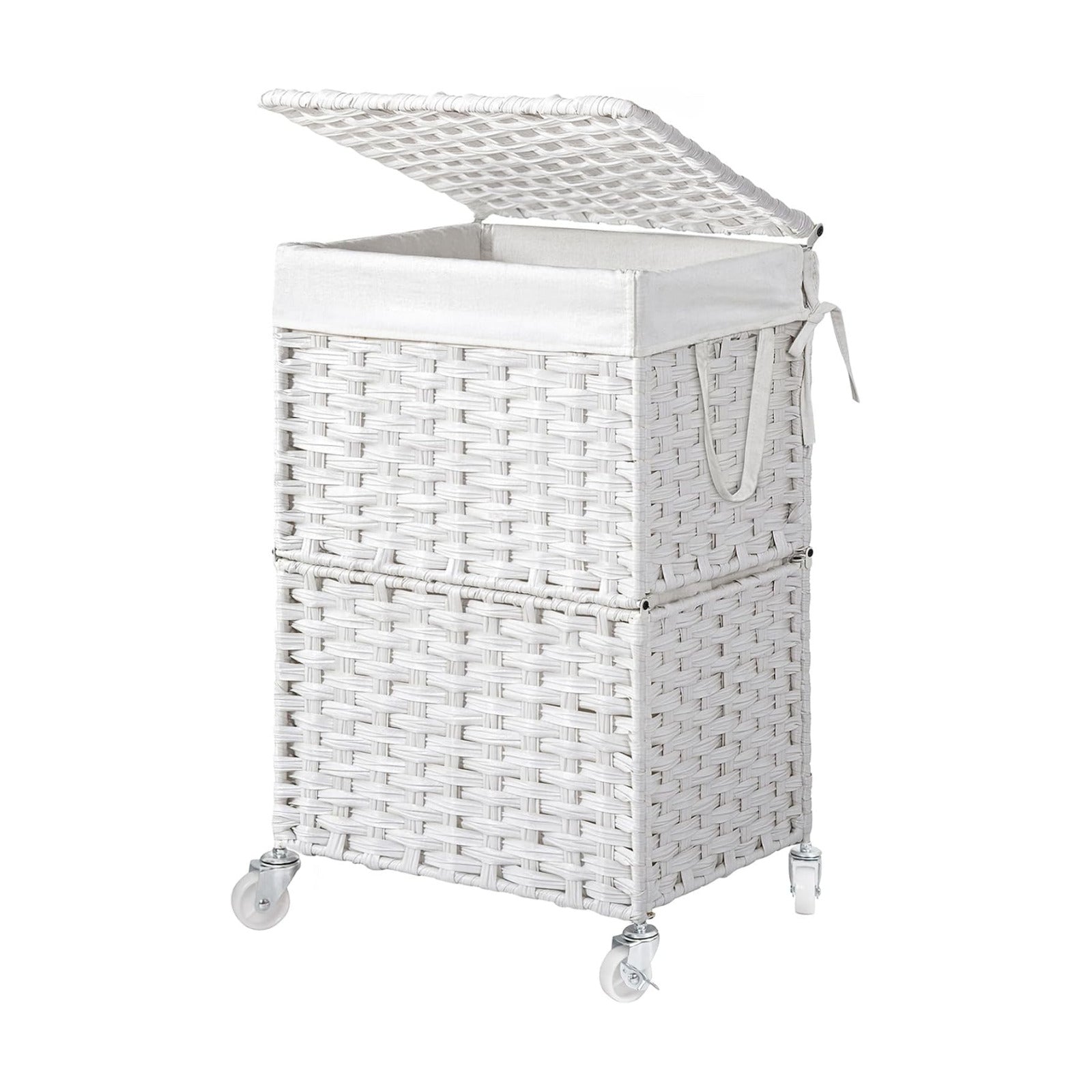 Rolling Laundry Basket / 90l / White