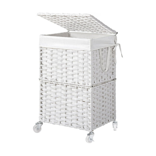 Rolling Laundry Basket / 90l / White