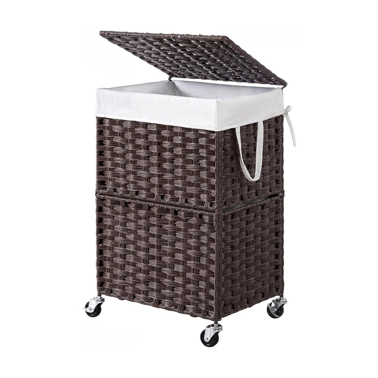 Rolling Laundry Basket / 90l / Brown