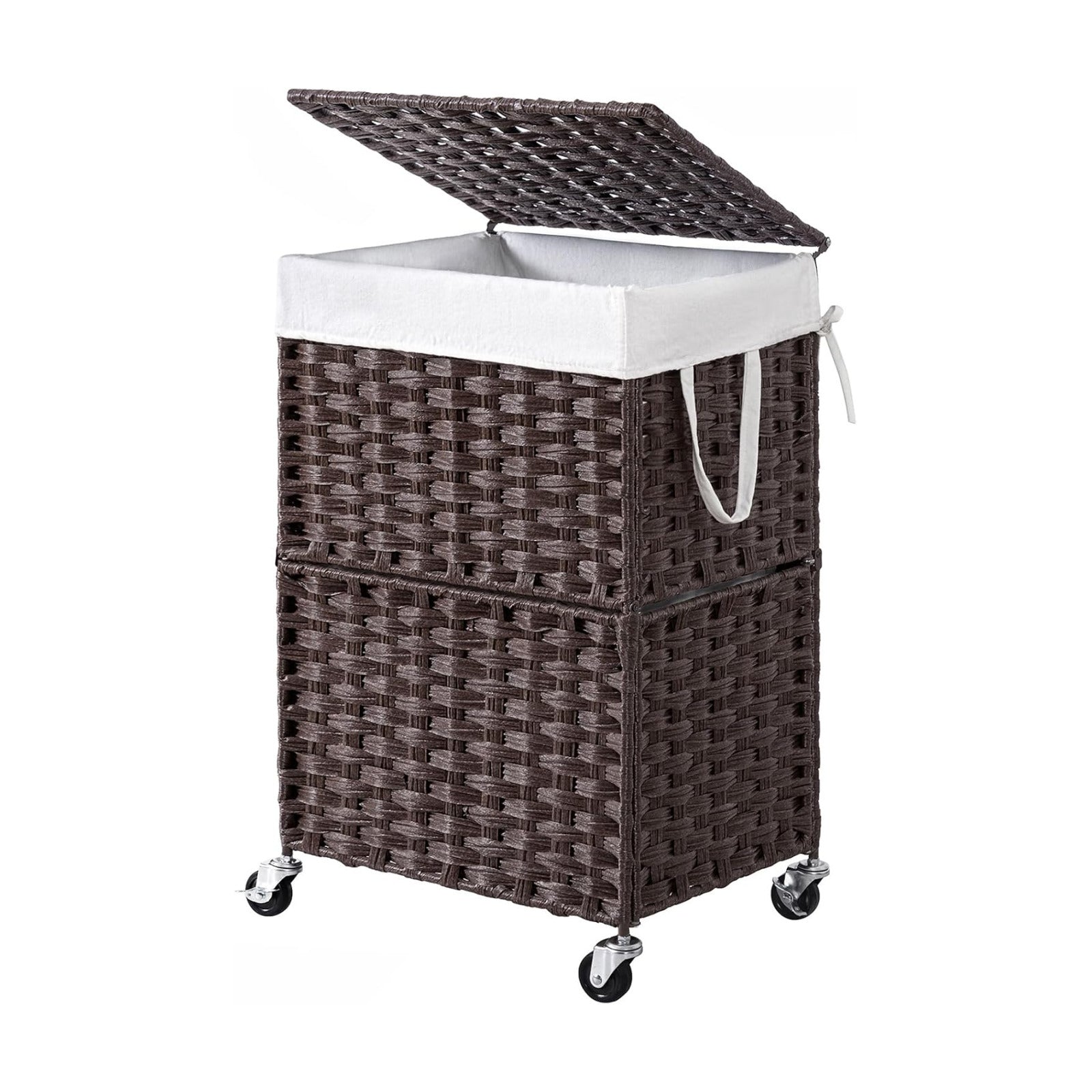 Rolling Laundry Basket / 90l / Brown