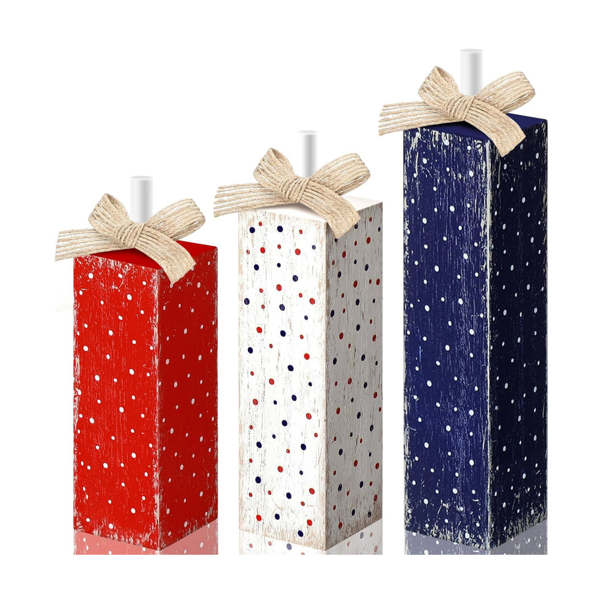 Redbaker 3 Pcs 4th of July Table Decor Patriotic Red White Blue Centerpiece