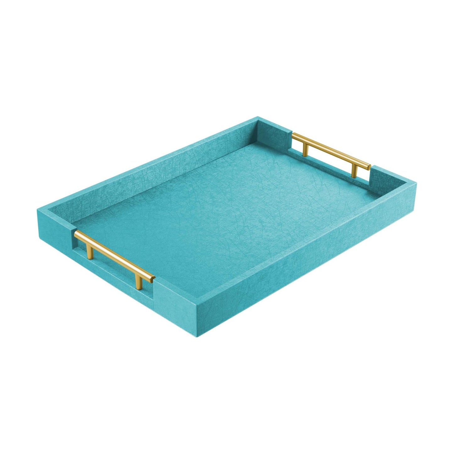 Wood Serving Tray / Blue / 17 x 12 x 1.8