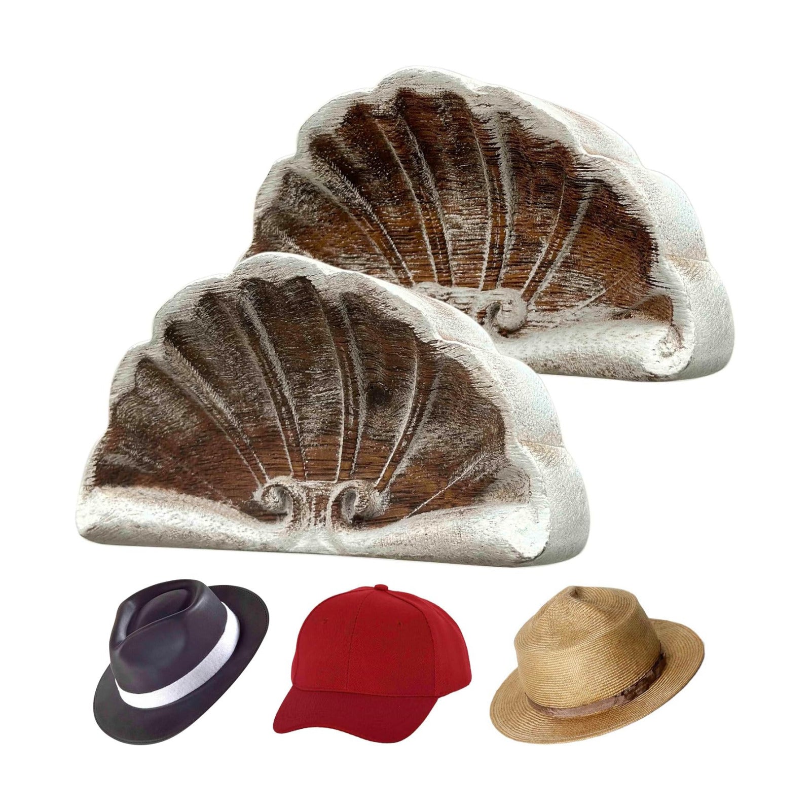 Hat Hooks for Wall Cowboy, Retro Hat Hangers for Display, Hat Holder for Baseball Caps Organizer, Natural Curved Hat