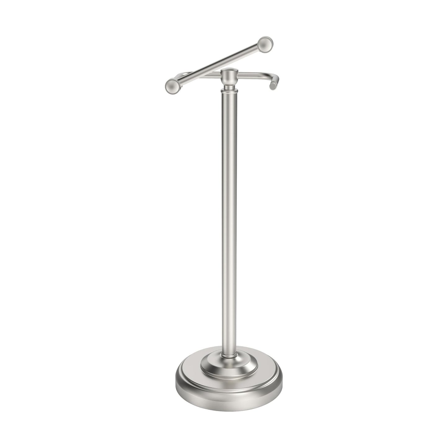 Toilet Paper Holder Stand Stainless Steel & Weight Base, No Tipping | Brushed Nickel, Post Pivoting Design Easy to