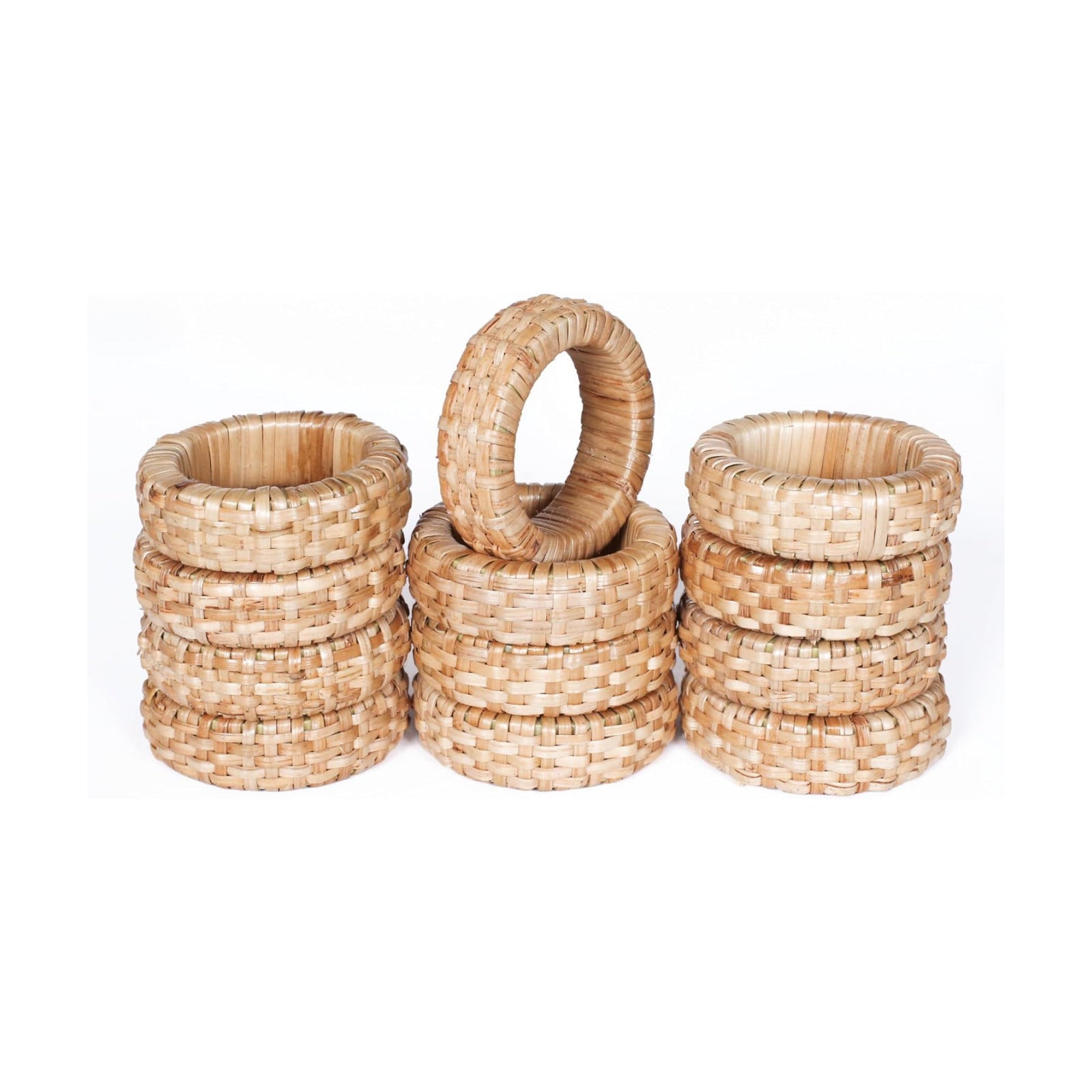 Napkin Holder / Rattan Napkin Rings / Beige / Set of 24