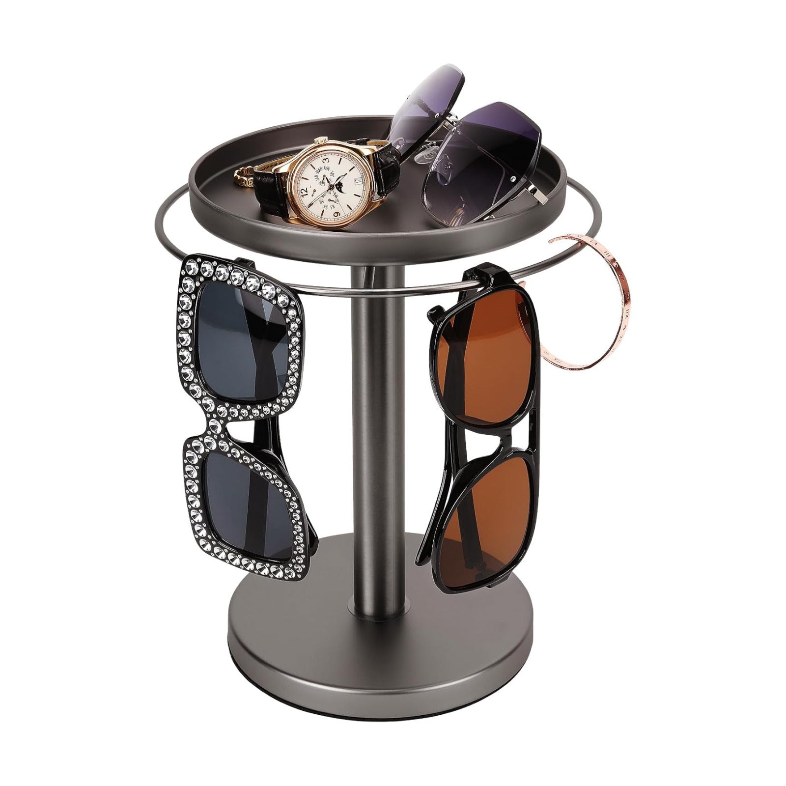 kondyfayo 360 Rotating Sunglass Organizer Glasses Holder (Titanium Black)