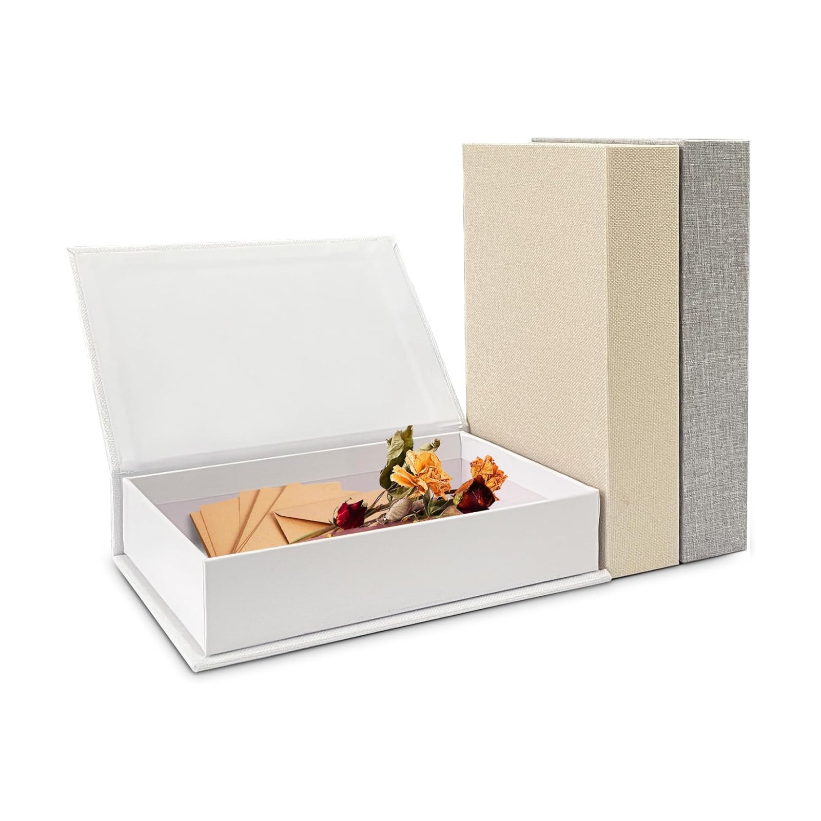 Faux Books for Decorative / White&grey&beige / Set of 3