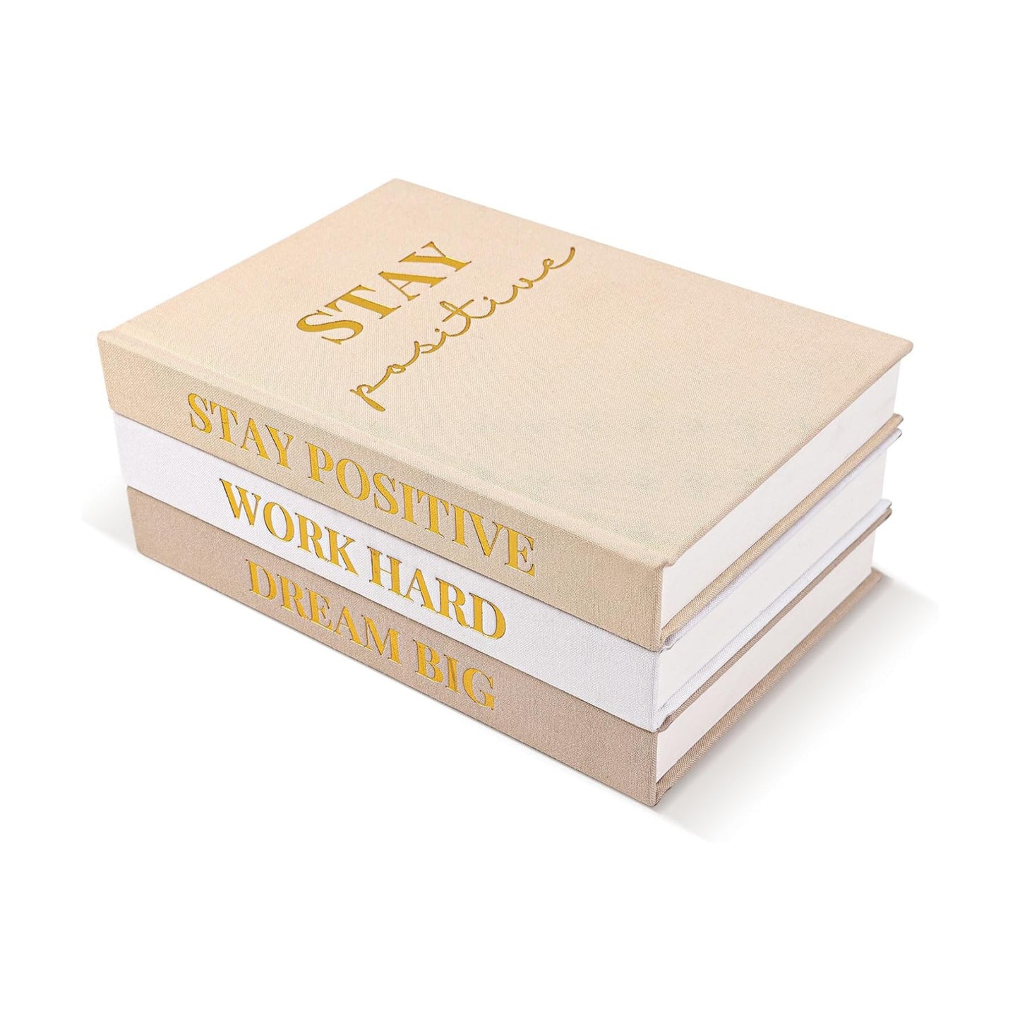 Linen Covered Decorative Books / Gold / Set of 3
