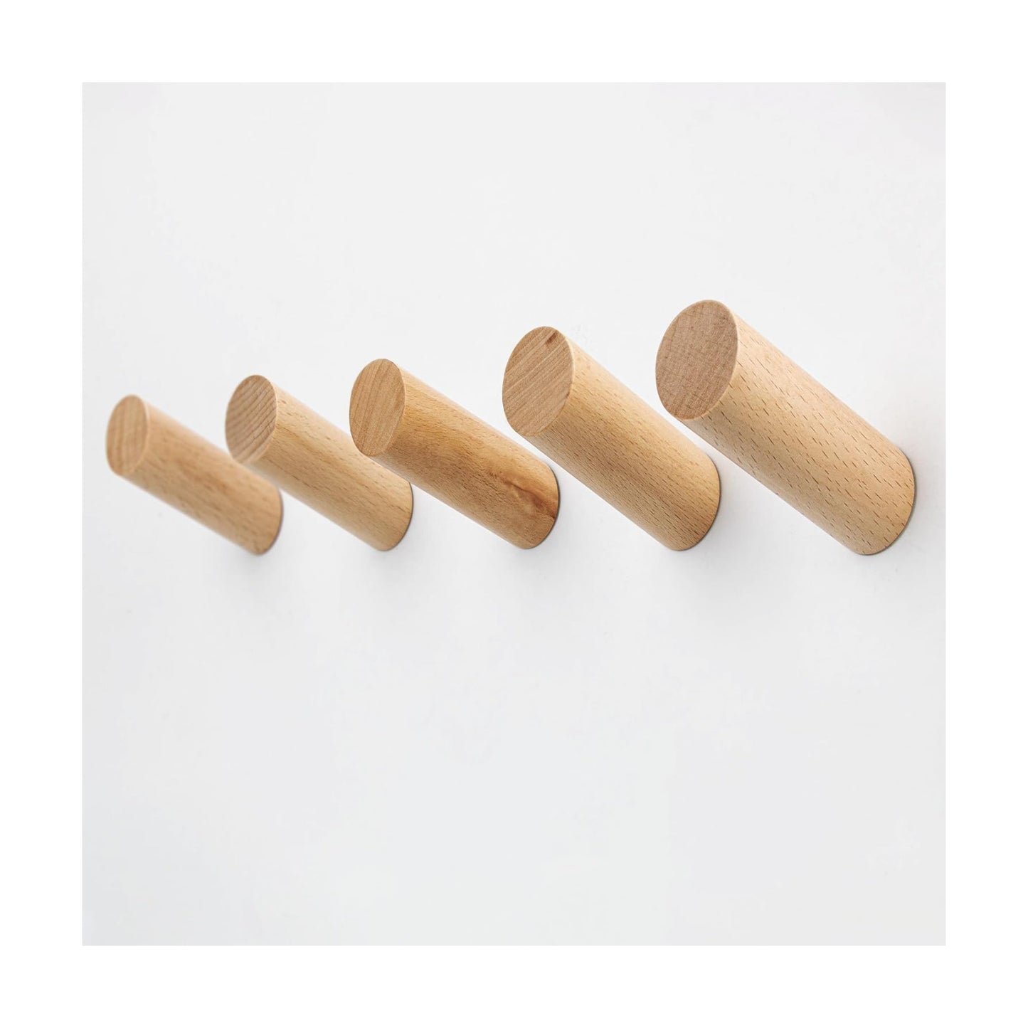 Wood Wall Hooks / Beech Wood / Natural / Set of 5