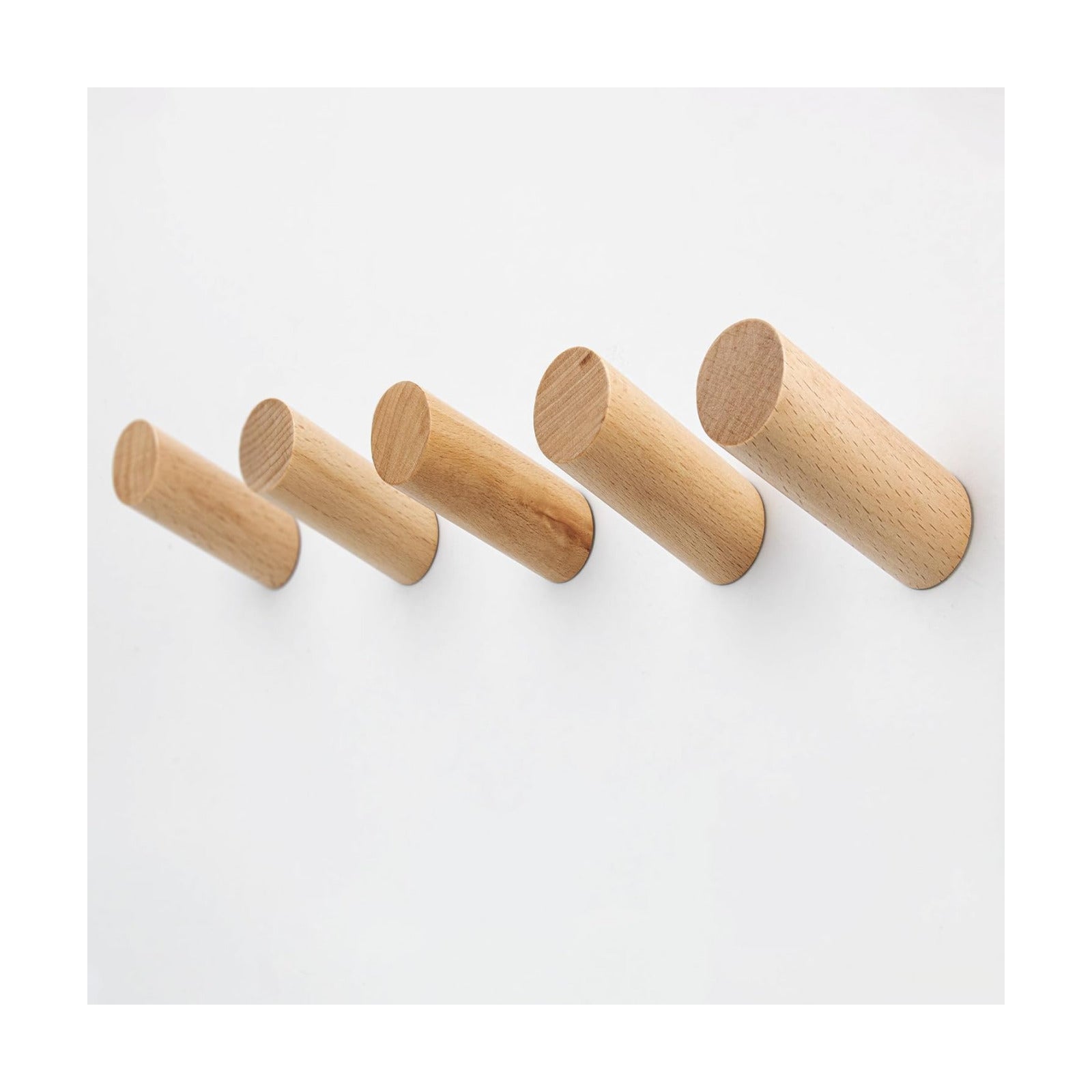 Wood Wall Hooks / Beech Wood / Natural / Set of 5