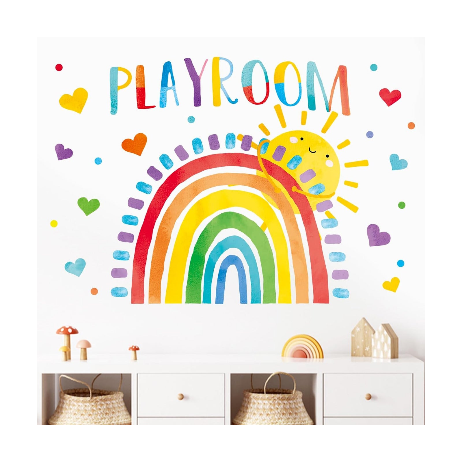 Playroom Rainbow Wall Decals Stickers / Rainbow Sun