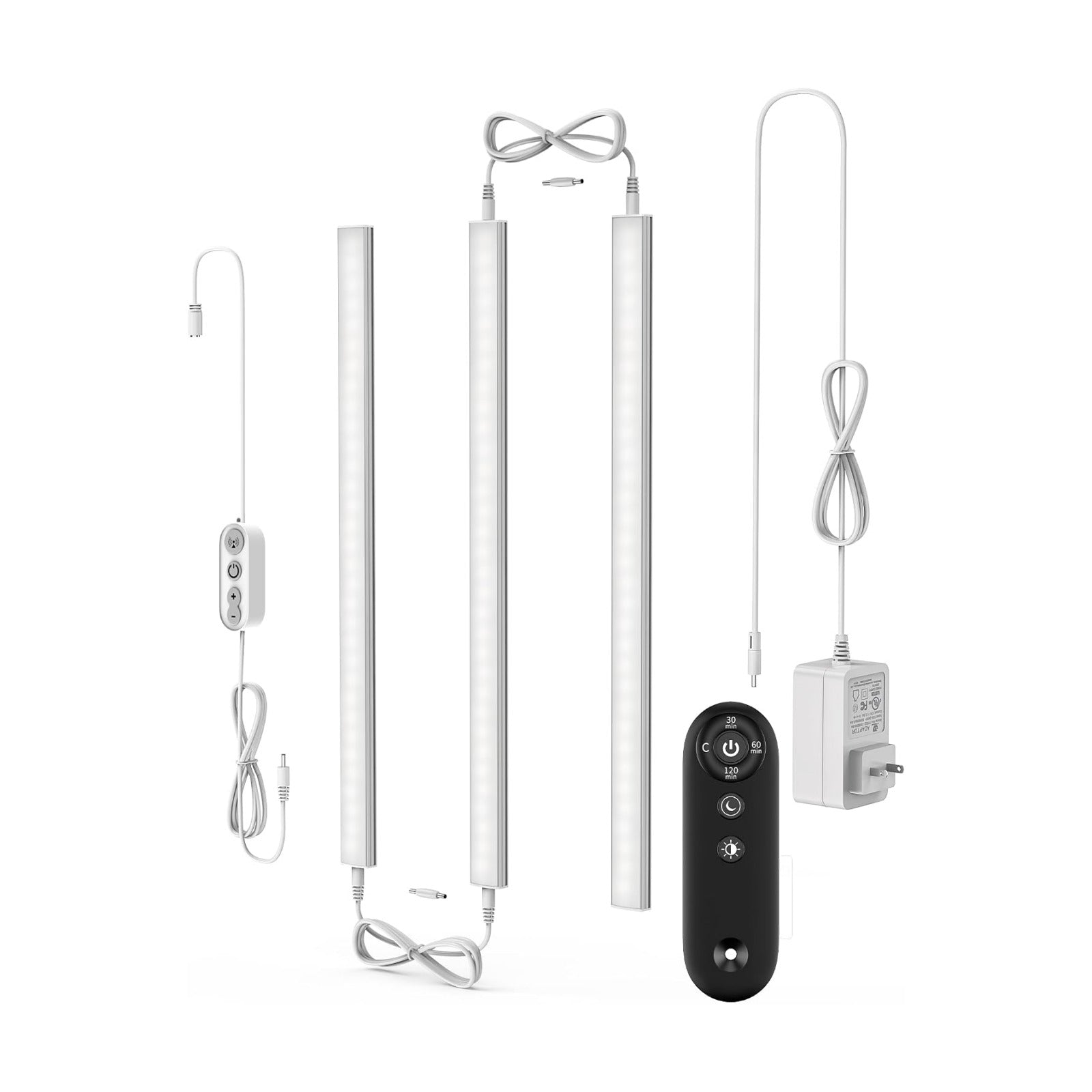 Remote Control Under Cabinet Led Light Plug in, Dimmable Daylight White 4500K, 3 Pack 12 inch Linkable Under Counter