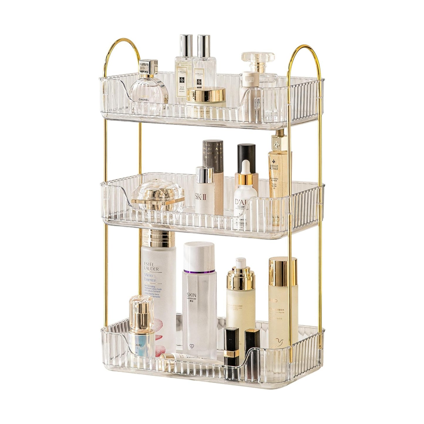 Akinbas 3 Tier Bathroom Organizer Countertop Makeup Perfume Tray Skincare Organizer for Bathroom Dresser Vanity (White)