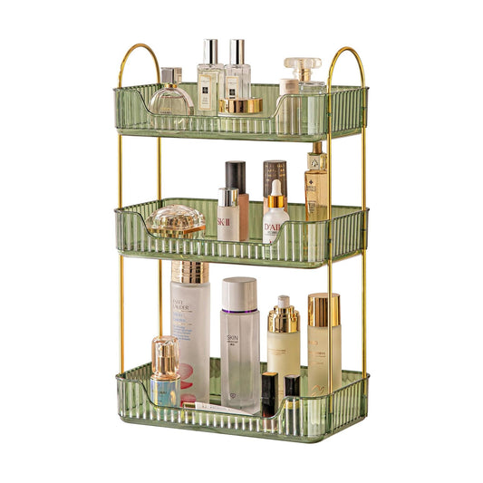 Akinbas 3 Tier Bathroom Organizer Countertop Makeup Perfume Tray Skincare Organizer for Bathroom Dresser Vanity (Green)