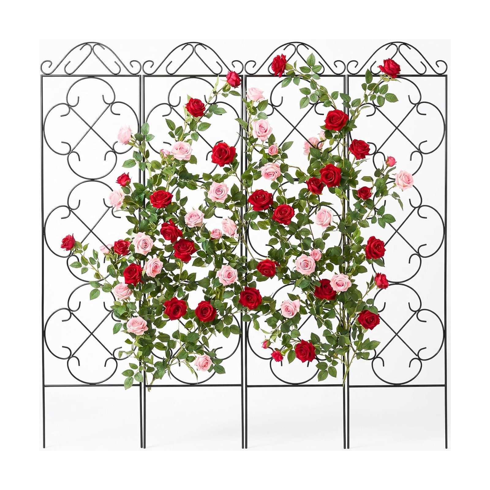 4 Pack 48" x 12.5" Metal Trellis for Potted Plants and Planters | Garden Trellis for Climbing Plants,Rust-Resistant