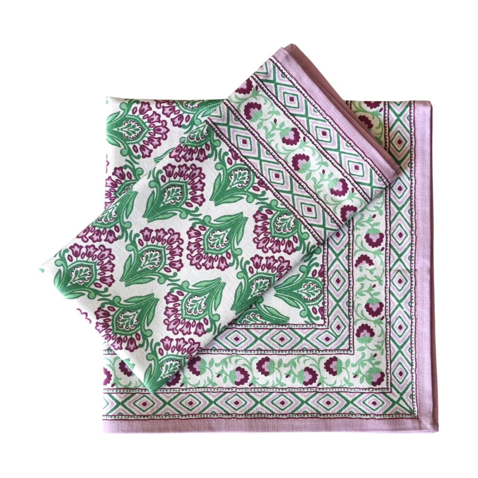 FINGERCRAFT Cloth Napkins Set of 12 Cotton Linen, 20x20 Inch Border Orchid | Mitered corner, washable, soft, absorbent