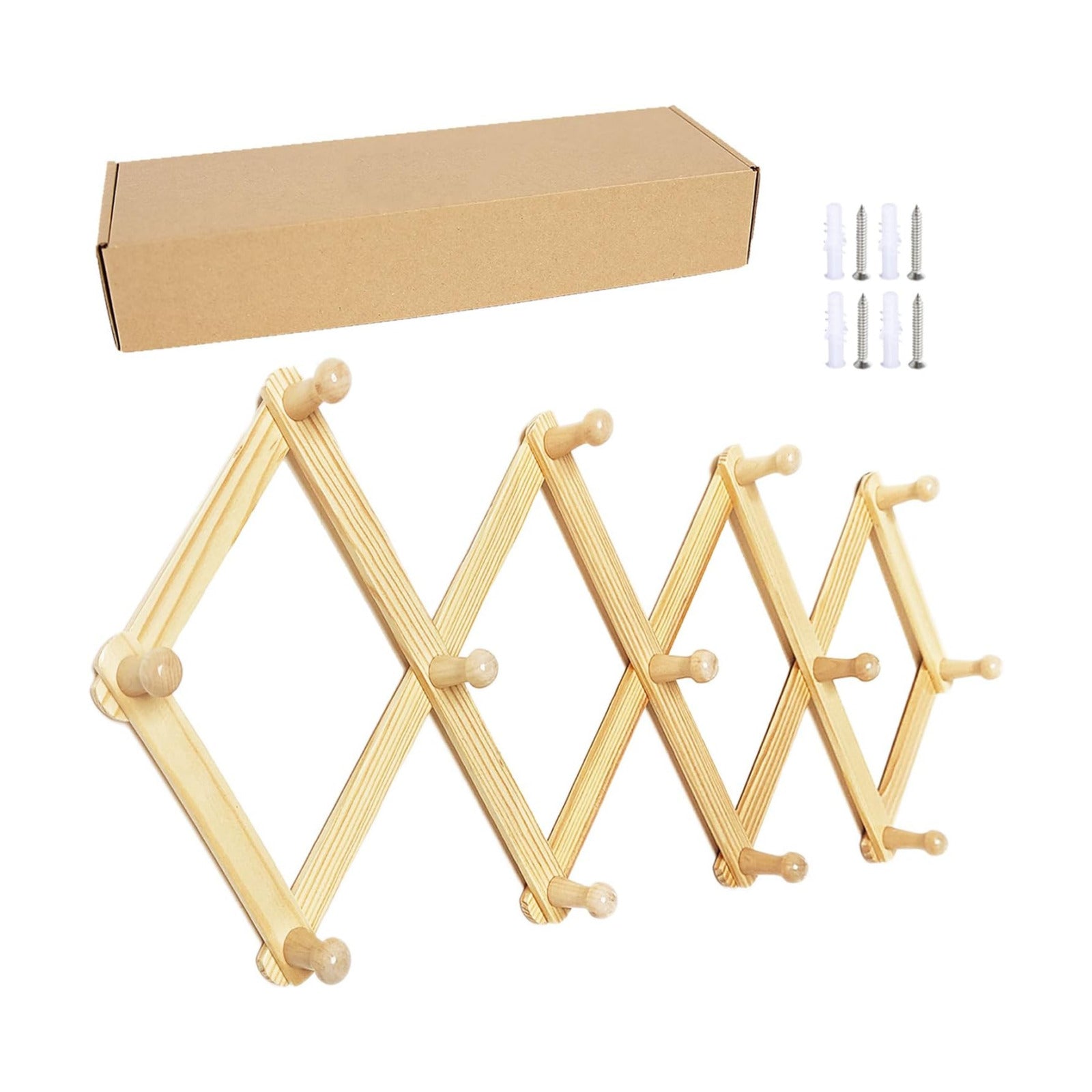AMAPON Accordion Wall Hanger Expandable Coat Hat Rack13 Peg Hook 2 Pack | Hang Hats Jackets Coffee Mug Purses Necklaces