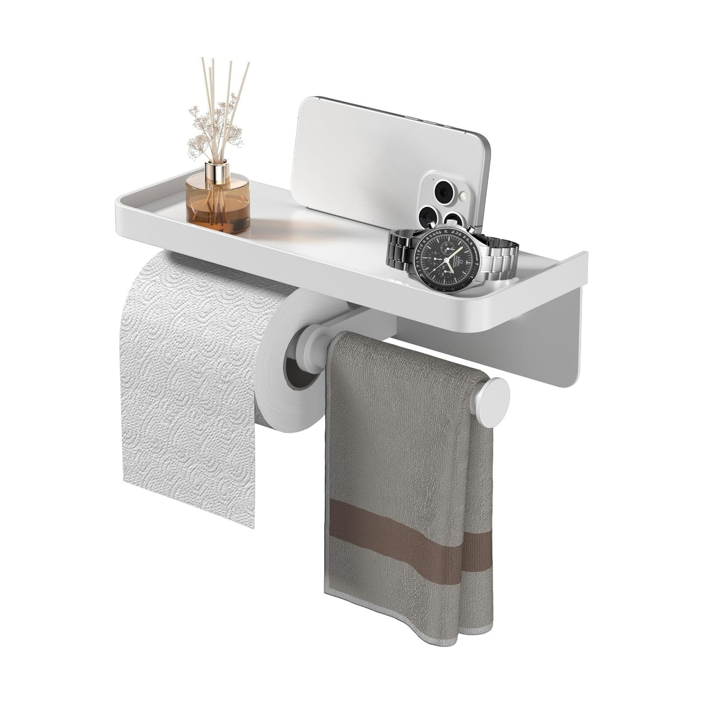 Double Toilet Paper Holder with Shelf, iMonse Paper Towel Holder Wall Mount,Tissue Roll Holder for Bathroom Kitchen RV
