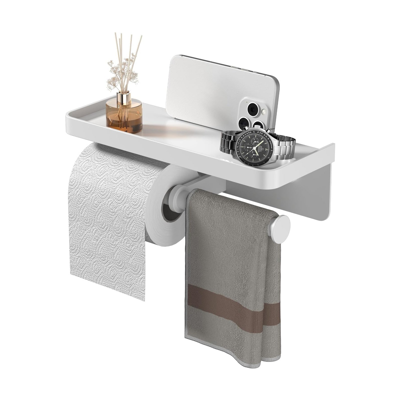 Double Toilet Paper Holder with Shelf, iMonse Paper Towel Holder Wall Mount,Tissue Roll Holder for Bathroom Kitchen RV