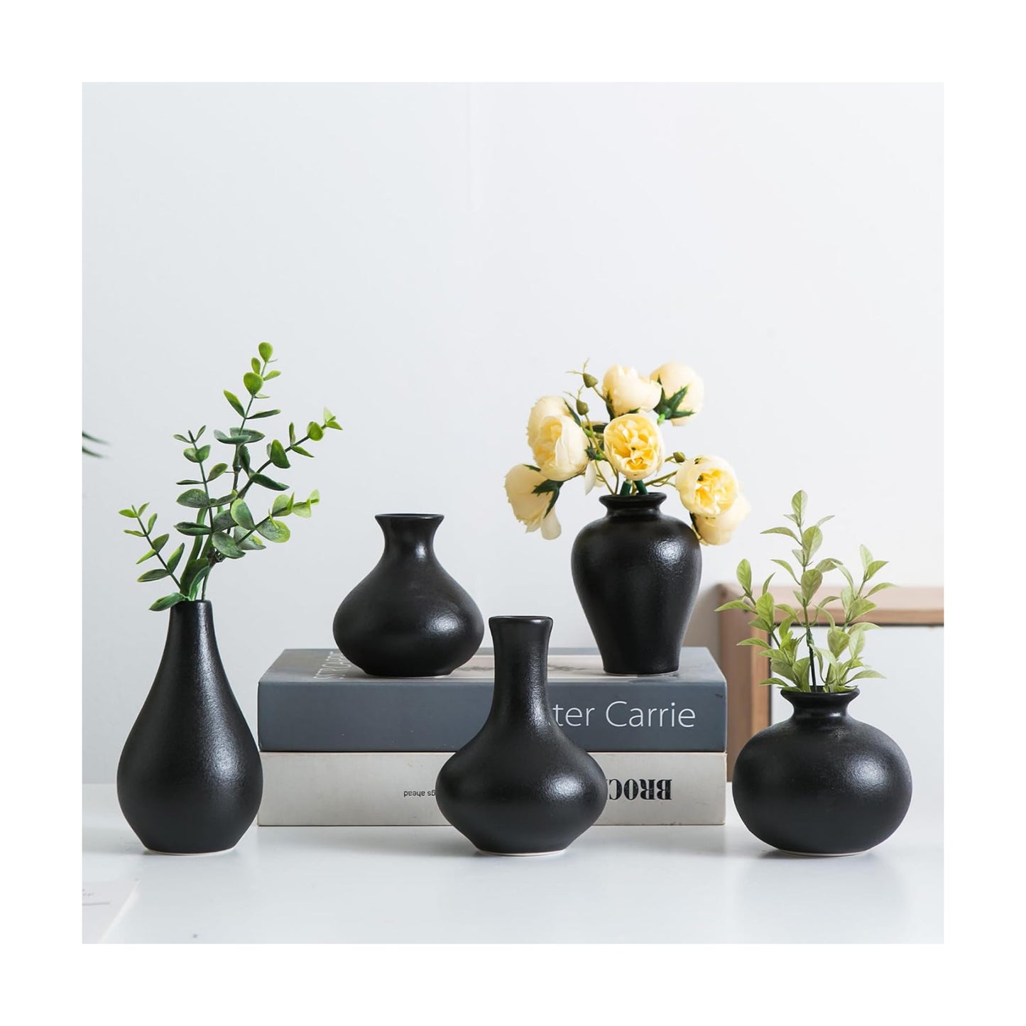 Small Ceramic Vase / Blacksmall Vase / Black / Set of 5