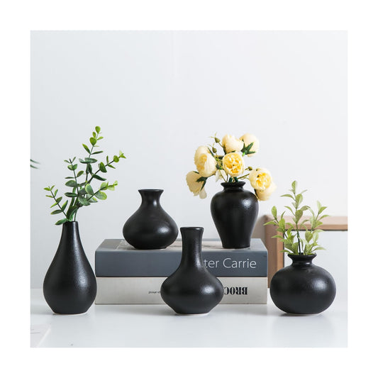 Small Ceramic Vase / Blacksmall Vase / Black / Set of 5