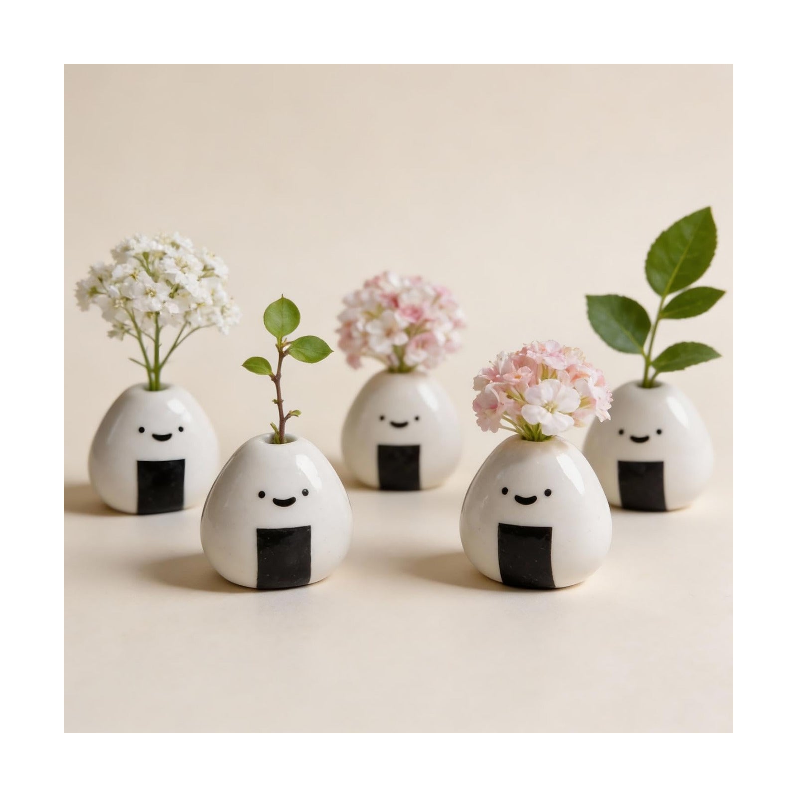 Handmade Ceramic Rice Ball Miniature Vases / Rice Ball Vase / Set of 5