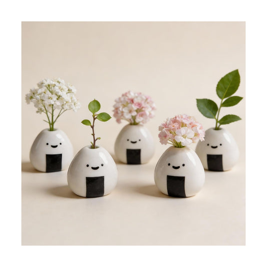 Handmade Ceramic Rice Ball Miniature Vases / Rice Ball Vase / Set of 5