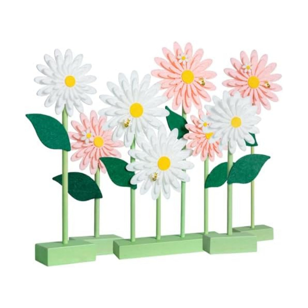 SUNBEAUTY 8PCS Daisy Felt Centerpieces for Tables Pink White Flower Birthday Party Daisy Birthday Decorations Spring Floral Table Centerpieces for Girl Birthday Baby Shower Garden Easter Party