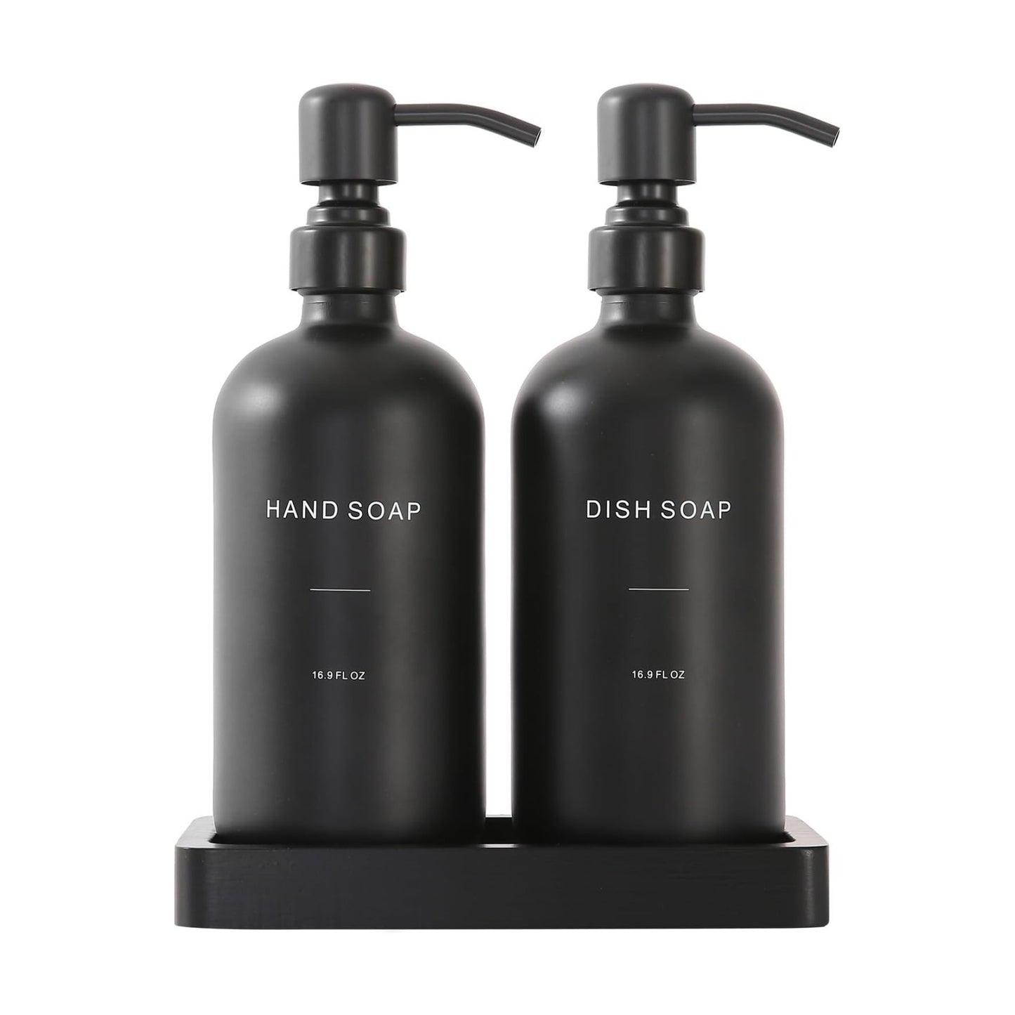 Prus Waso Matte Black Soap Dispenser Set | Kitchen Soap Dispenser Set with Black Stainless Steel Pump, Perfect for