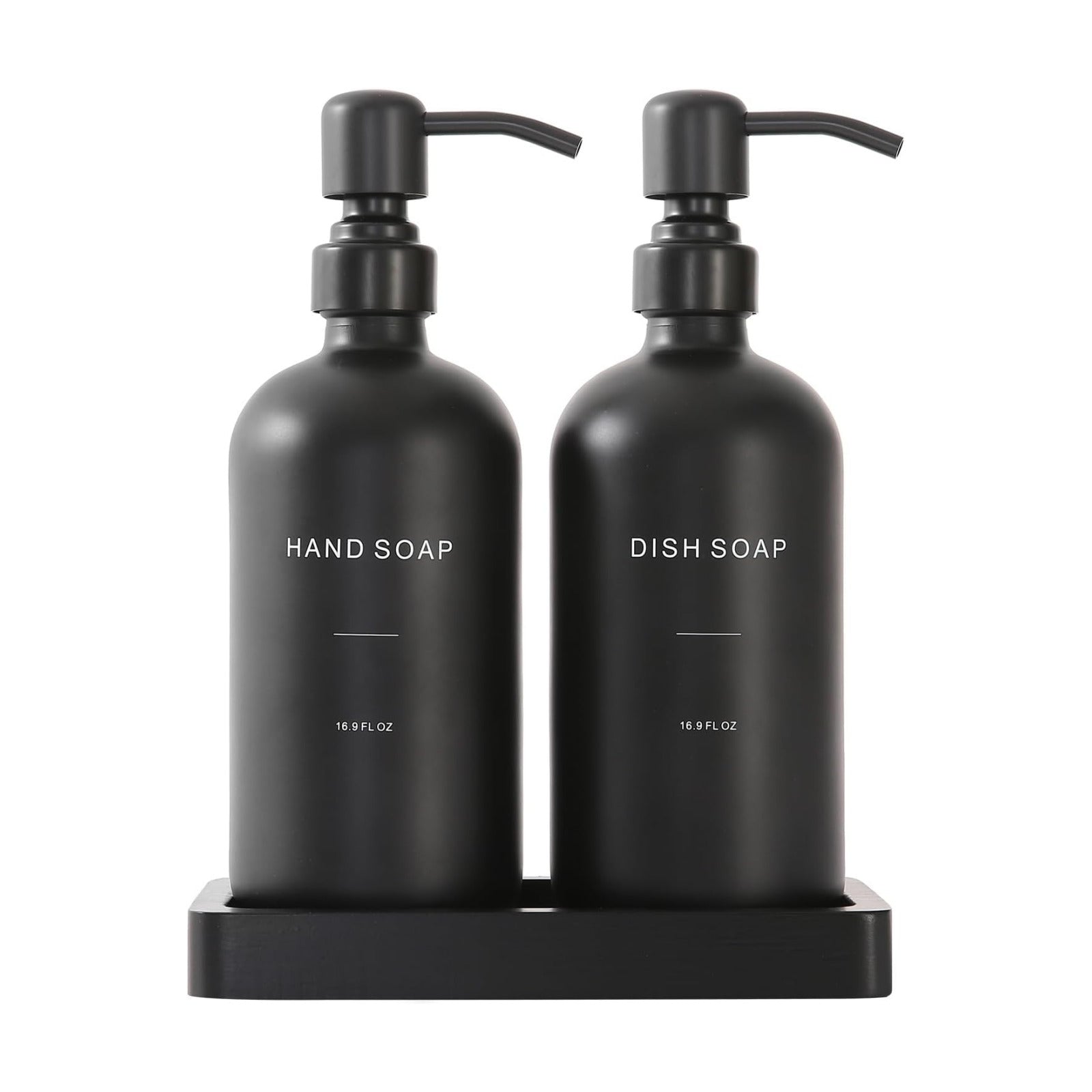 Prus Waso Matte Black Soap Dispenser Set | Kitchen Soap Dispenser Set with Black Stainless Steel Pump, Perfect for