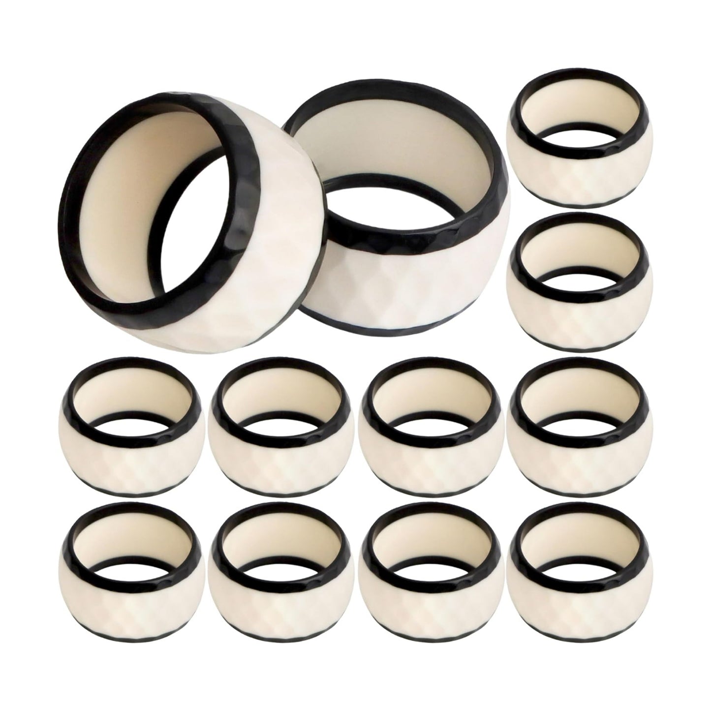 Black White Epoxy Resin Napkin Rings Set of 12 | Premium epoxy resin, scratch-resistant, 2x2x1 in each, easy to clean