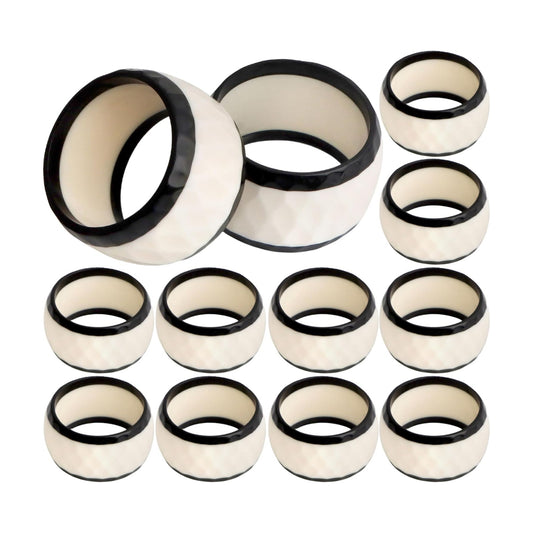 Black White Epoxy Resin Napkin Rings Set of 12 | Premium epoxy resin, scratch-resistant, 2x2x1 in each, easy to clean
