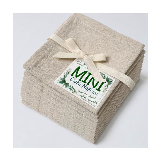 Urby Eco Hanky 10x10in Reusable Small Cloth Napkins, Natural, 12pk | Linen/Cotton Napkins, Eco Friendly, Kids Napkins