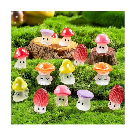 Mini Mushrooms Resin Tiny Mushroom Figurines for Fairy Garden Terrarium Accessories / Set of 96
