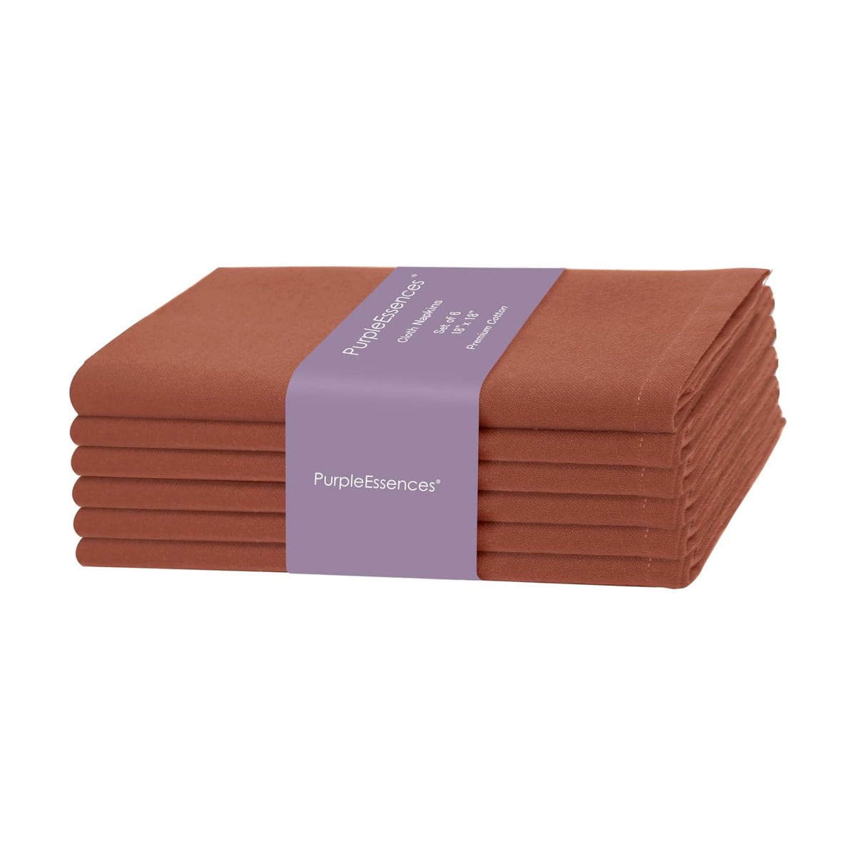 PurpleEssences Cloth Dinner Napkins 18x18 in Set of 6 - Rust