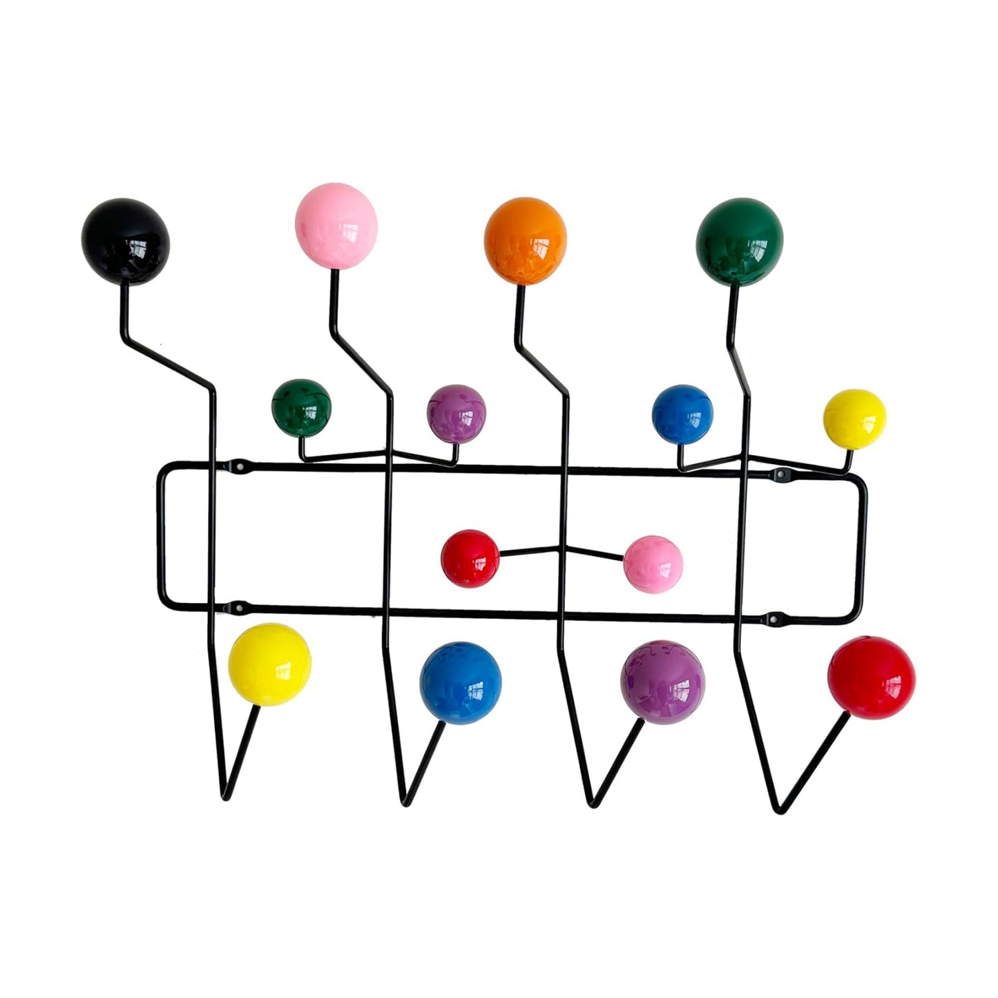 Mid Century Modern Bubble Wall Mounted Coat Rack, Color Ball Black Frame