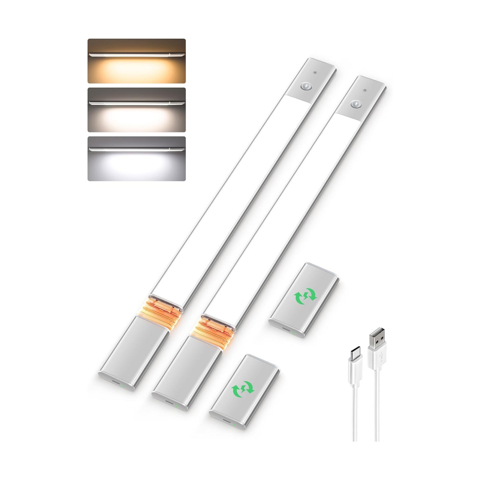 EZVALO Under Cabinet Lighting, 2200mAh Closet Lights with 2 Extra Batteries, 3 Color Temps Motion Sensor Lights Indoor