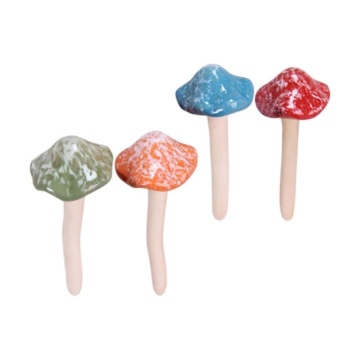 Miniature Ceramic Mushroom Decor Realistic Small Mushroom Figurines / 2 x 1.96 x 1.96 / Set of 4