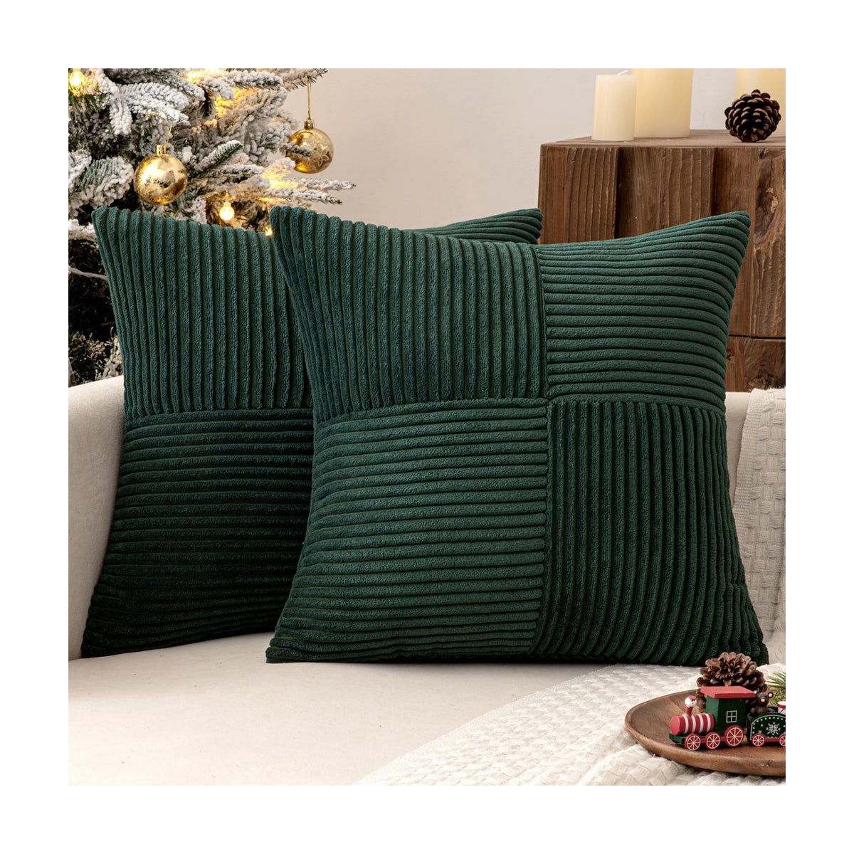 MIULEE Army Green Decorative Throw Pillow Covers for Couch 16x16 Inch