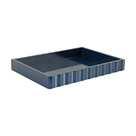 Modern Scalloped Serving Tray / Navy Blue / 16 x 12