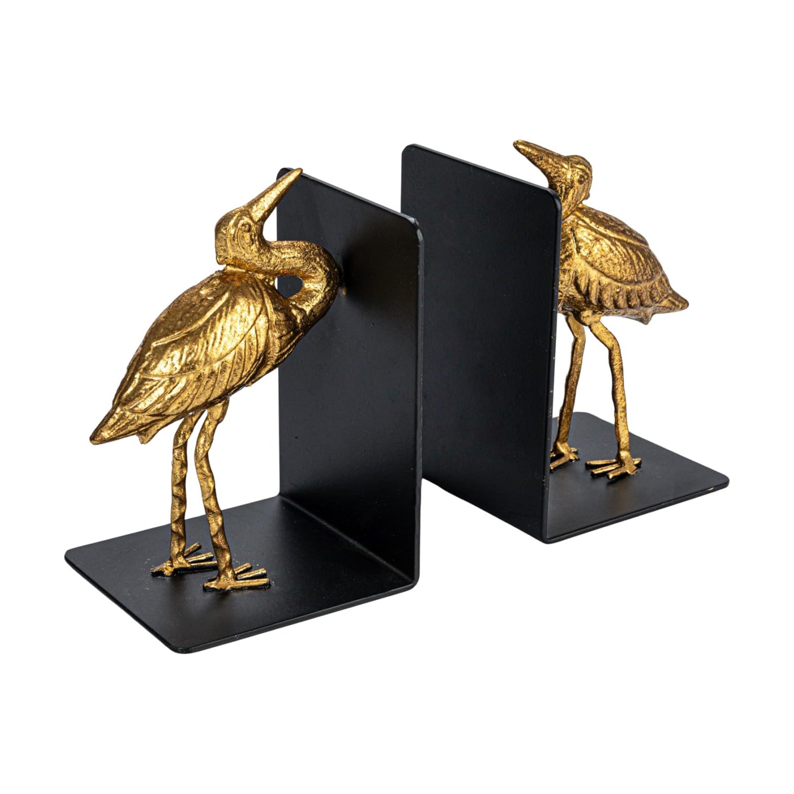Decorative Cast Iron Bird Bookends / Gold / Set of 2
