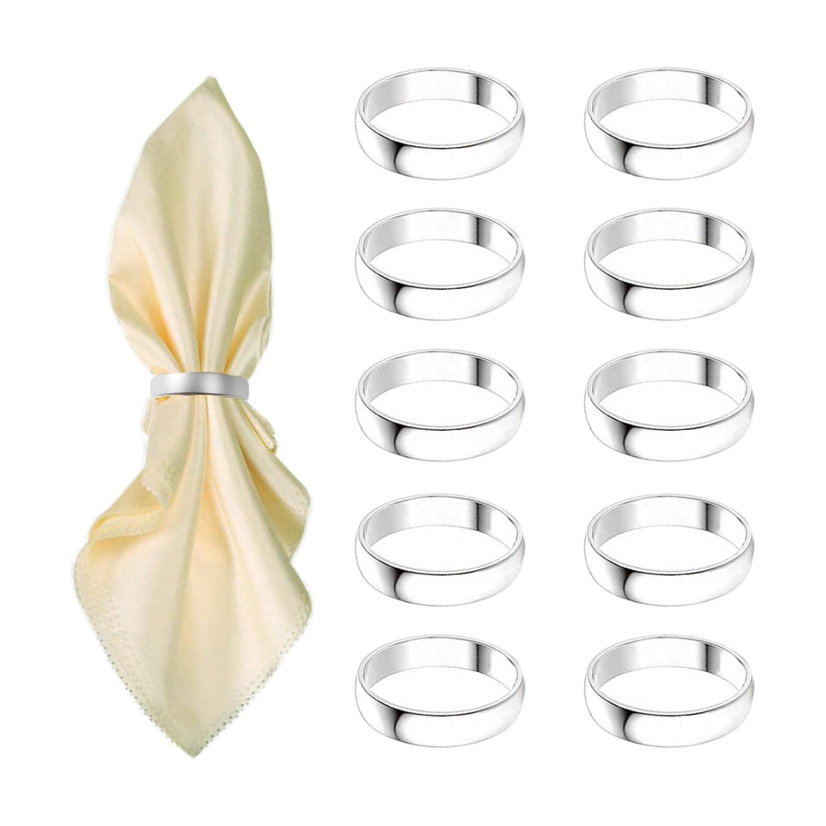 Silvery Napkin Rings-10 Pcs Stainless Steel Napkin Rings